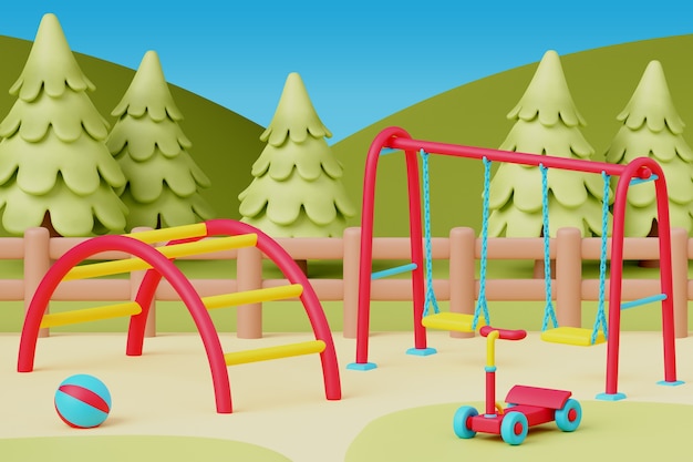 3d rendering of playground