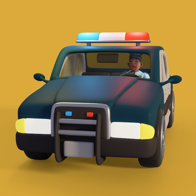 Free PSD 3d rendering of police car