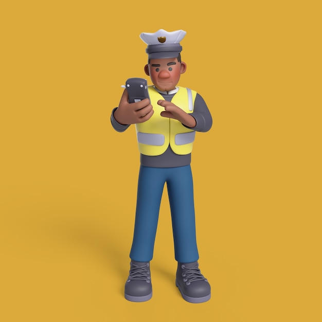 Free PSD 3d rendering of police character