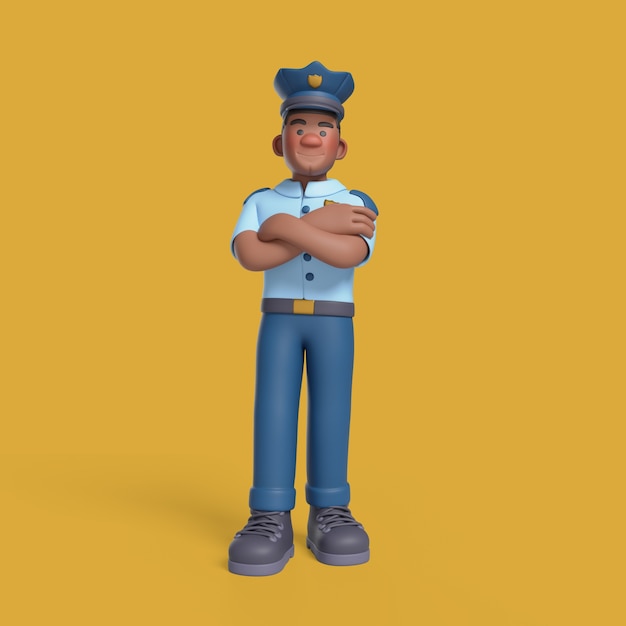 Free PSD 3d rendering of police character