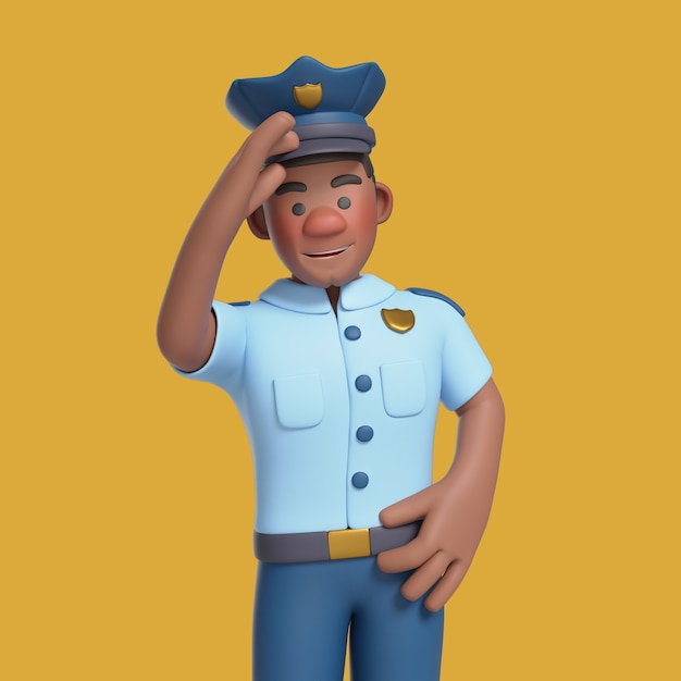 Free PSD 3d rendering of police character