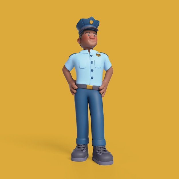 Free PSD 3d rendering of police character