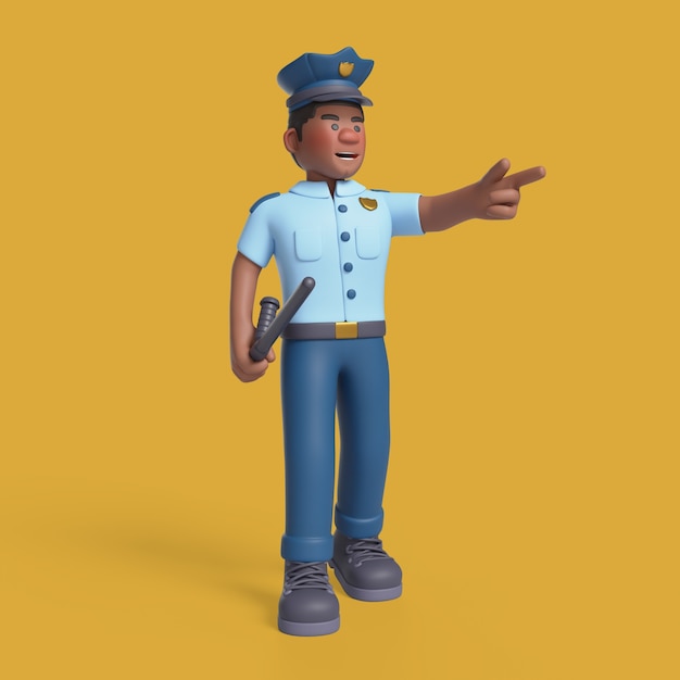 Free PSD 3d rendering of police character