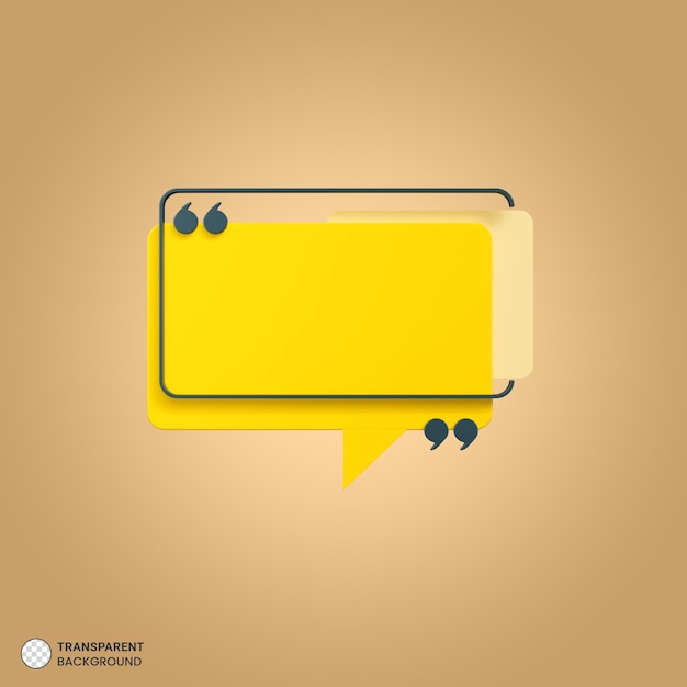 3d rendering of quotes frame box icon isolated 3d render illustration