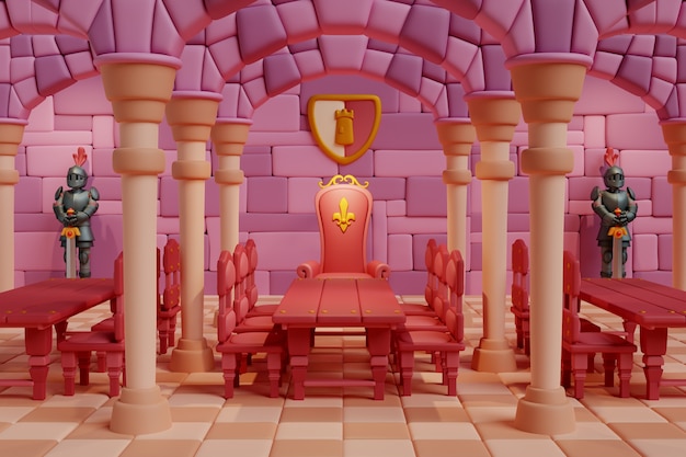 Free PSD 3d rendering of royal room illustration