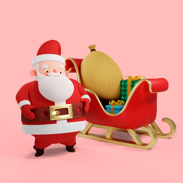 Free PSD 3d rendering of santa claus pose