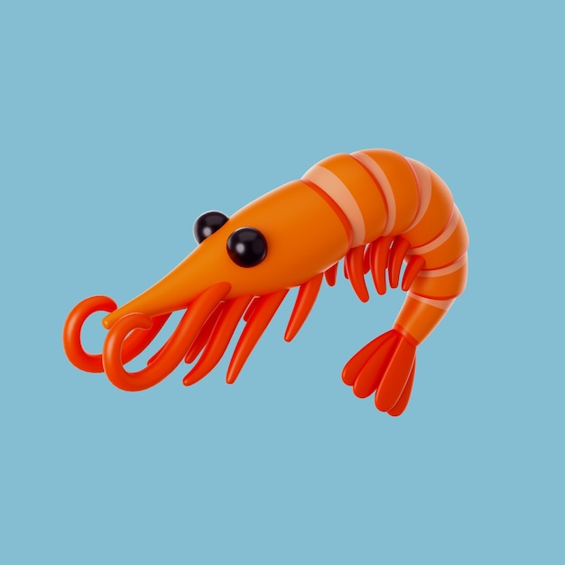 Free PSD 3d rendering of shrimp