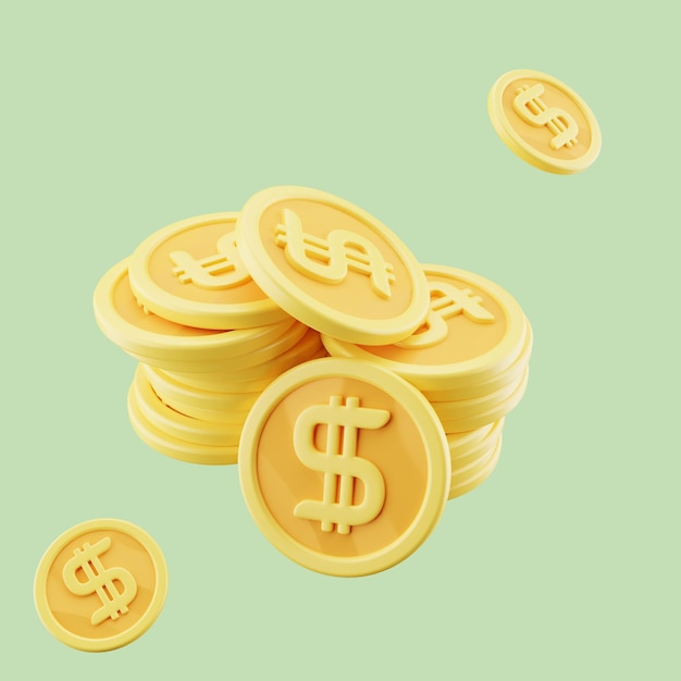 3D rendering stack dollar coin