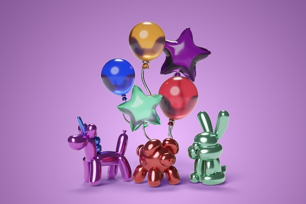 Free PSD 3d rendering of still life balloon modelling