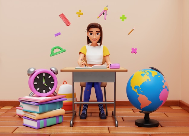 Free PSD 3d rendering of student character