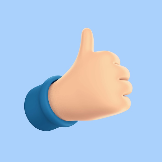 Free PSD 3d rendering of thumb up hand