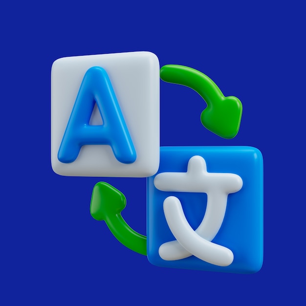 Free PSD 3d rendering of translate ui icon