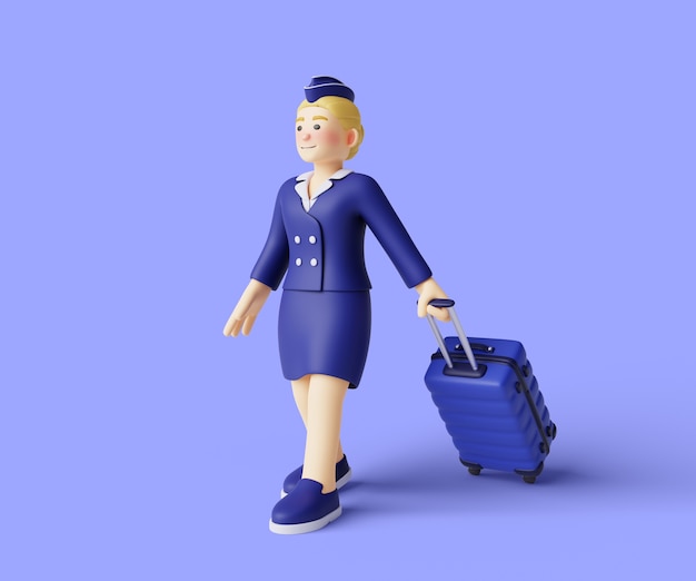 Free PSD 3d rendering of  transport profession character