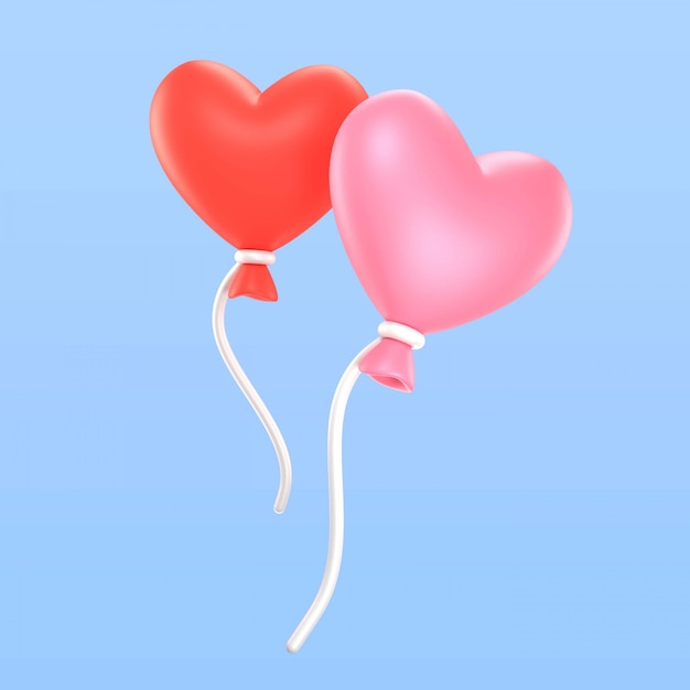 3d rendering of valentine's day balloons icon