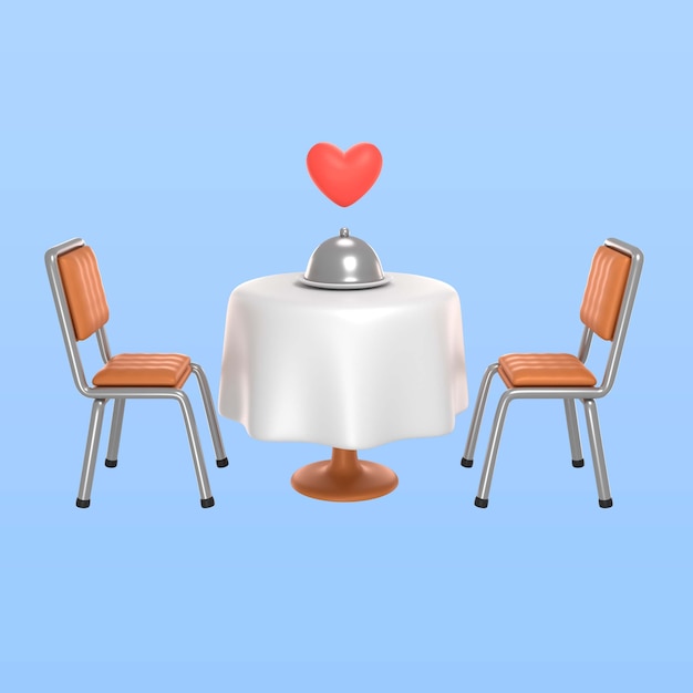 Free PSD 3d rendering of valentine's day table icon