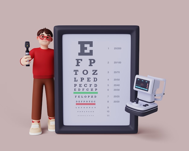 3d rendering of visual impairment character