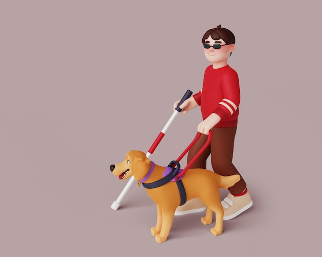 Free PSD 3d rendering of visual impairment character