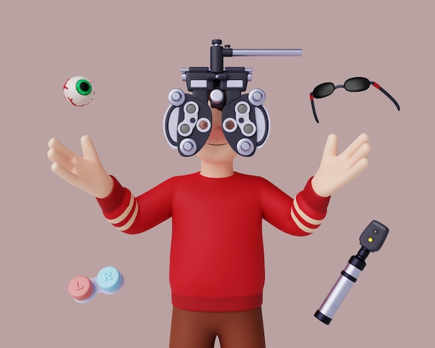 Free PSD 3d rendering of visual impairment character