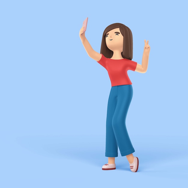 3d rendering of woman waving