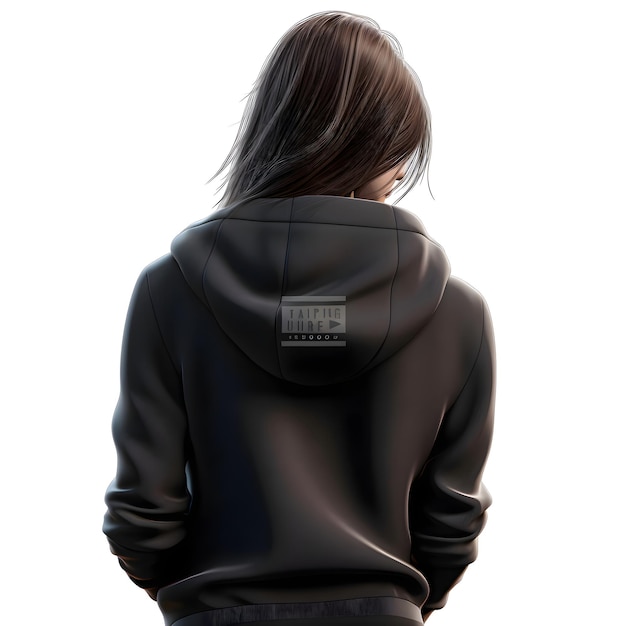 Free PSD 3d rendering of a young woman wearing a hoodie isolated on white background