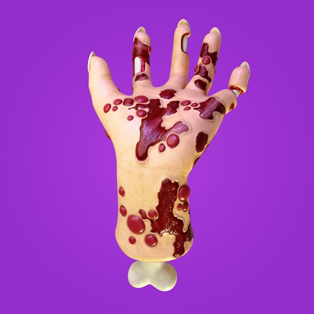 Free PSD 3d rendering of zombie hand