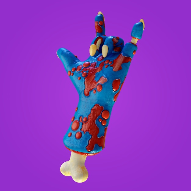 Free PSD 3d rendering of zombie hand