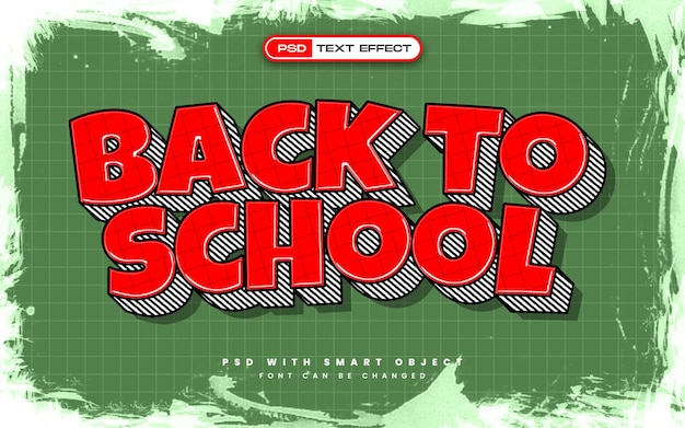 Free PSD 3d retro back to school text effect