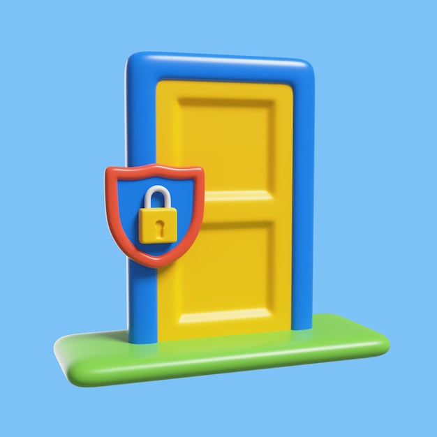 Free PSD 3d rules icon with locked door