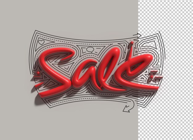 3D Sale Lettering Typographical 3d illustration design