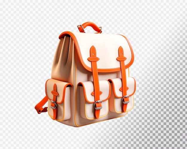 Free PSD 3d school backpack isolated on transparent background