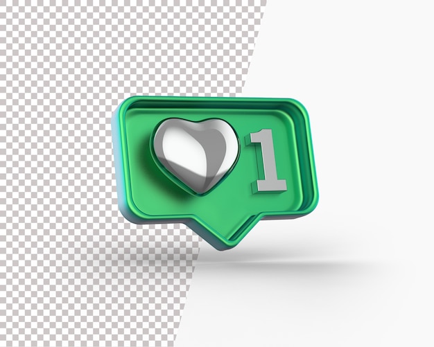 3d shiny silver heart on a notification icon