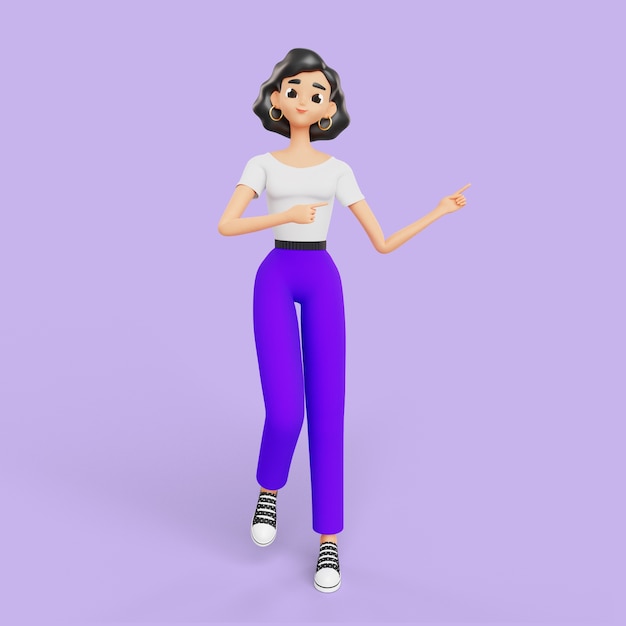 3d smiley woman doing dance moves