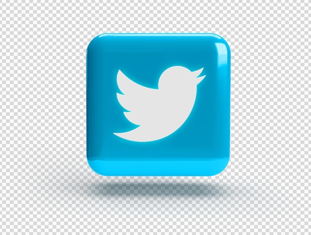 3D Square with Twitter Logo