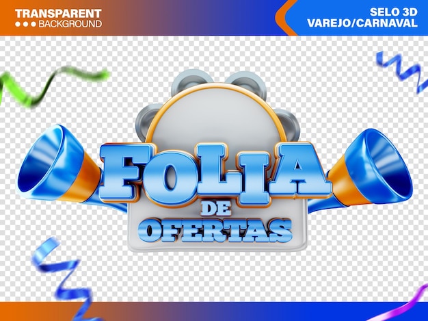 Free PSD 3d stamp revelry of offers carnival brazil supermarket promotion folia de carnaval no brasil