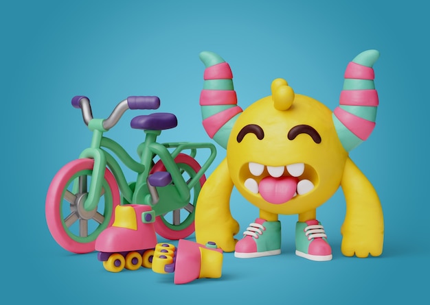 Free PSD 3d still life of monsters