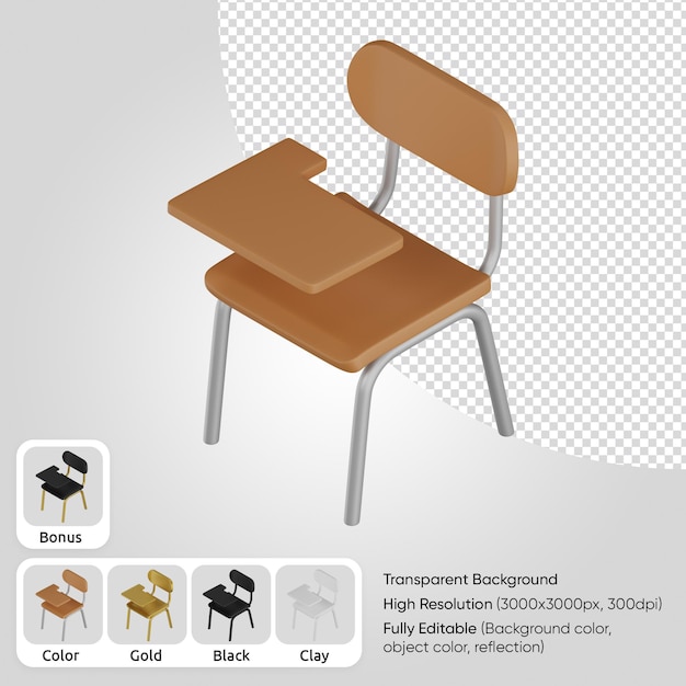 Free PSD 3d student chair