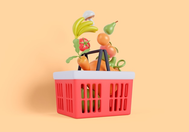 Free PSD 3d supermarket still life background