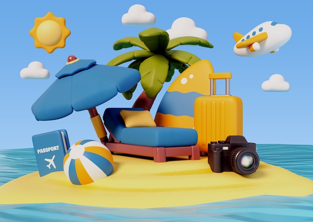 Free PSD 3d travel tourism illustration