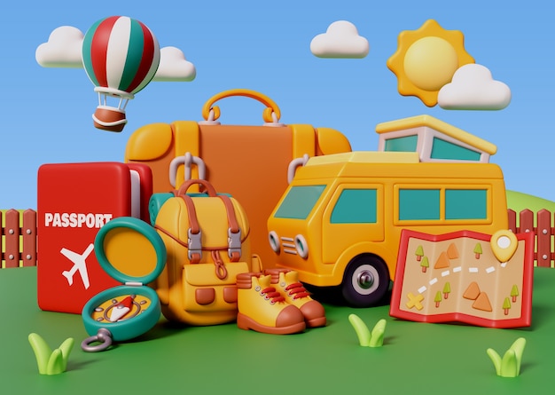 Free PSD 3d travel tourism illustration