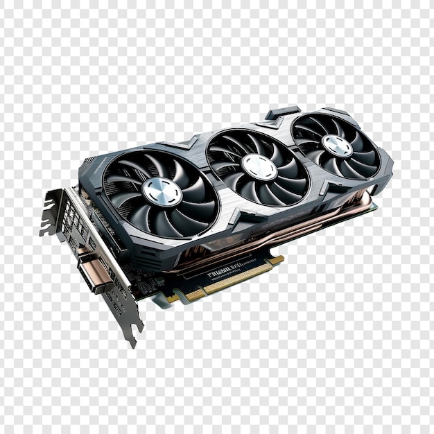 Free PSD 3d video graphics card isolated on transparent background