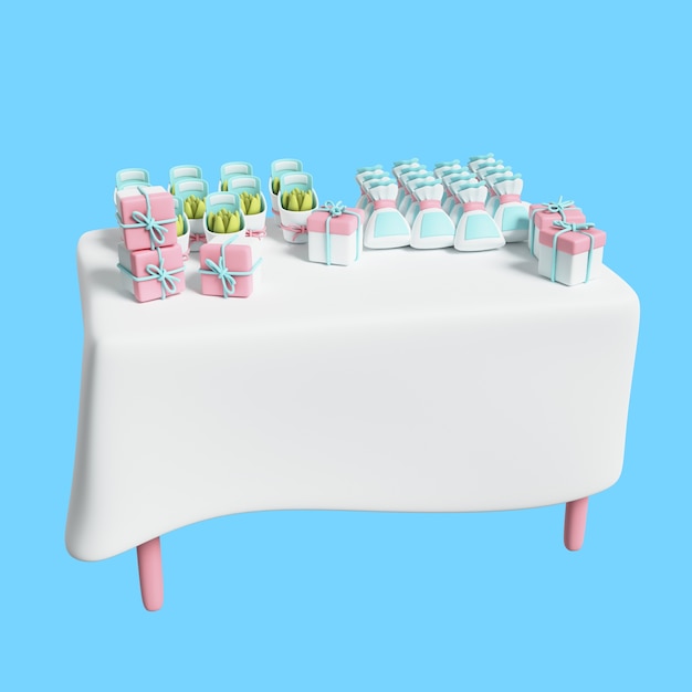 3d wedding illustration of gift table