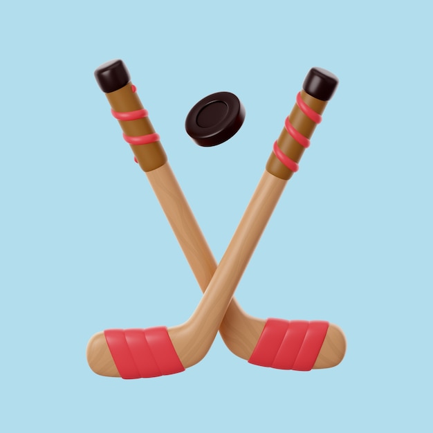 Free PSD 3d winter icon with hockey sticks