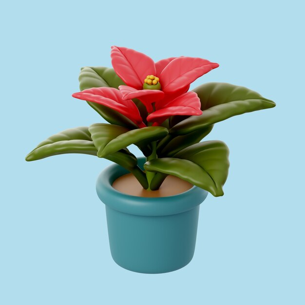 3d winter icon with poinsettia