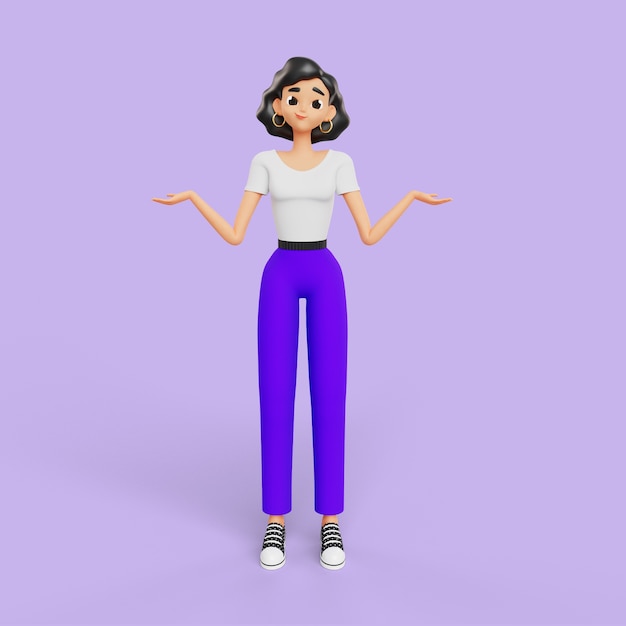 Free PSD 3d woman expressing being confused