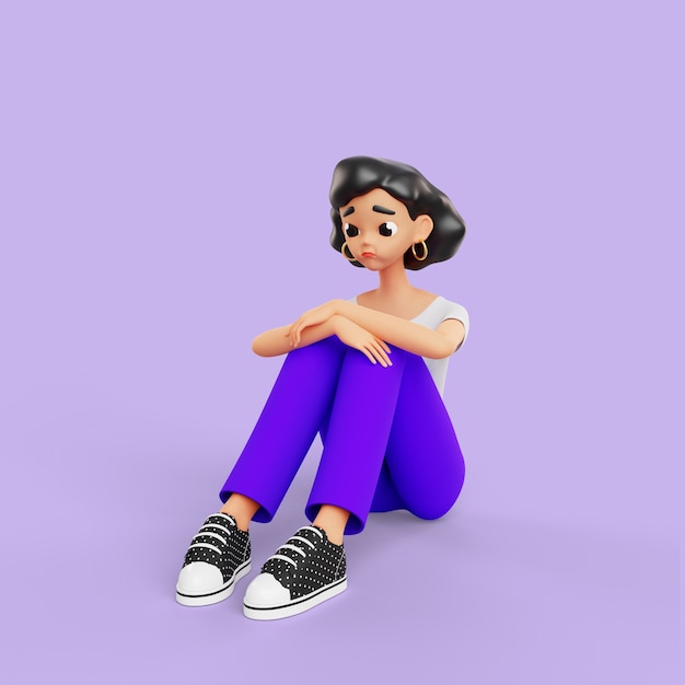 Free PSD 3d woman expressing sadness