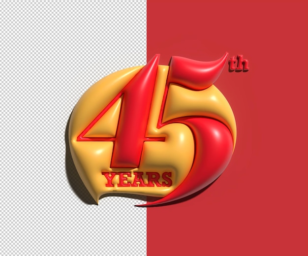 45th Years Anniversary Celebration 3d Render Transparent Psd File.