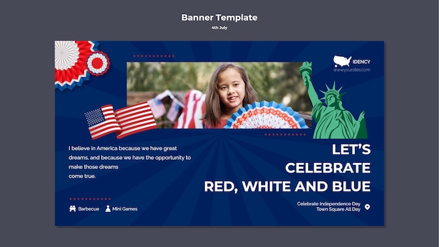 Free PSD 4th of july banner design template