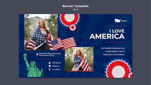 Free PSD 4th of july banner design template