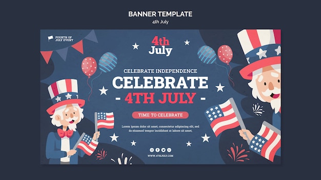 Free PSD 4th of july banner template design