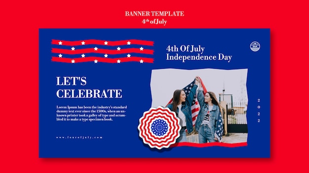 Free PSD 4th of july banner template design